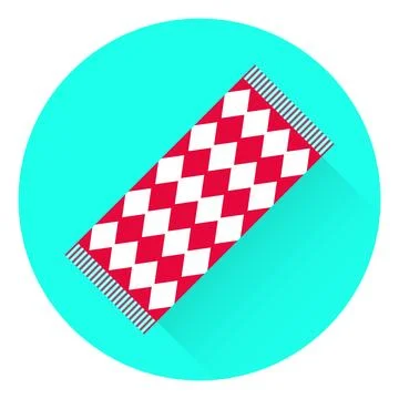 Red and white diamond pattern beach towel icon inside turquoise circle vector Stockillustratie
