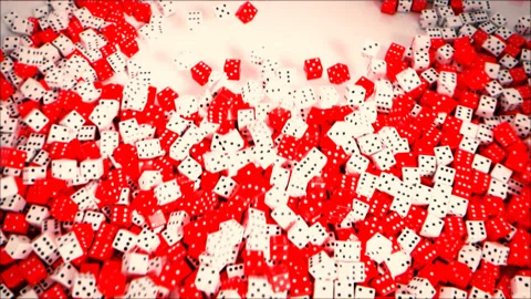 Red and White Dices Falling Animation Stock Footage 239099381