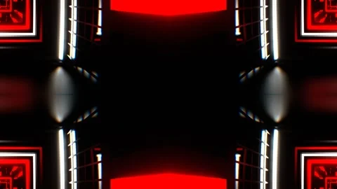 Red and White Different Neon Lines Kaleidoscope Background VJ Loop in 4K Video stock 338116874
