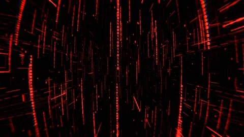 Red and White Digital Space Neon Code Elements Background VJ Loop in 4K Stock Footage 312803291
