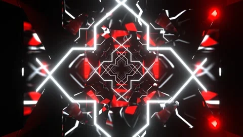 Red and White Dynamic Bright Geometric Kaleidoscope Background VJ Loop in 4K Stock Footage 314366121