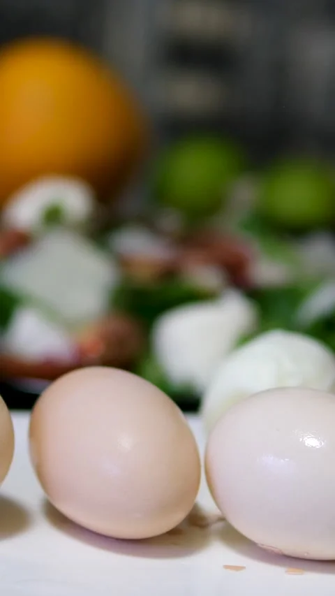 Red and white eggshell pile, abstract background, texture Stock Footage 302591173