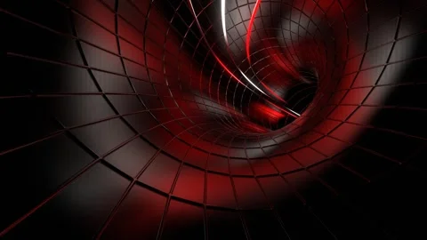Red and White Energy Flows Moving Along the Ring Tunnel Background VJ Loop i Stock Footage 307399505