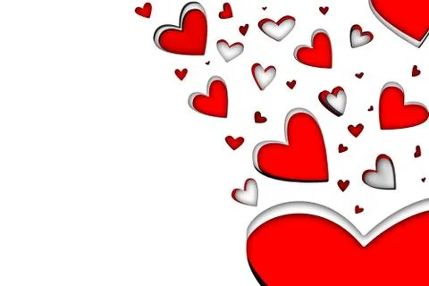 Red and white falling hearts Stock Illustration
