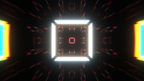 Red and White Fast Stream of Neon Squares Strobe Lights Flashing Background  Stock Footage 334717872