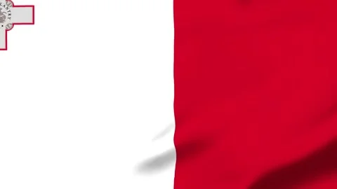 Red and white flag with cross emblem on transparent background Video stock 343573391