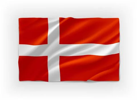 Red and white flag of Denmark. 3d vector object isolated on white background Stock Illustration