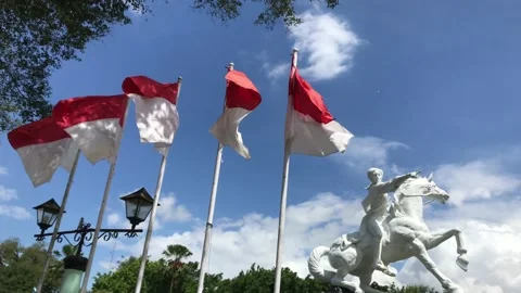 Red and white flag. Stock Footage 203936565
