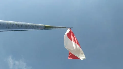 The red and white flag Stock Footage 292964563
