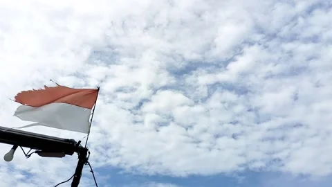 Red and white flag Video stock 327010596