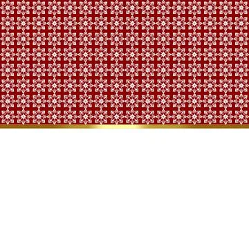 Red and White Floral Pattern Background with Gold Border Decorative Design Stock Illustration