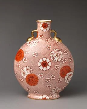 Red and white floral pattern moon flask 1880 Minton(s) Minton was the most .. Stock Photos