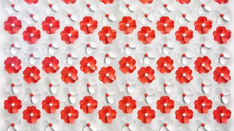 Red and white flowers pattern 3d render Stock Illustration