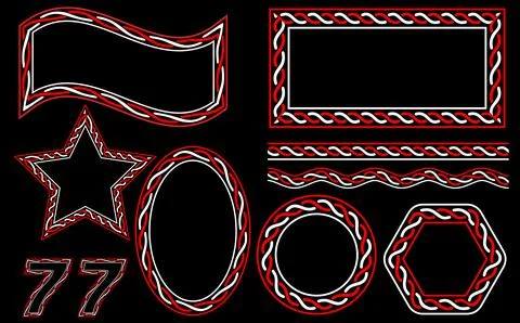 Red and white frame set Illustrazione stock