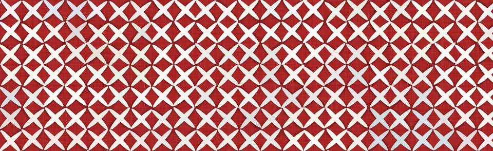 Red and White Geometric Pattern Background with Repeating Hand Painted Stock Illustration