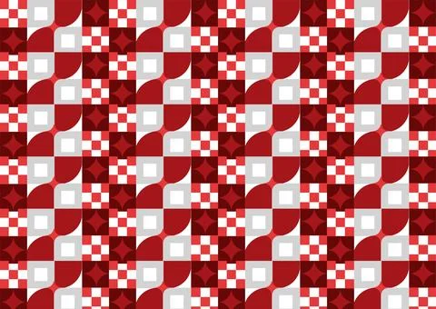 Red and white geometric tile pattern 库存插图