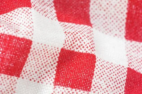 Red and white gingham pattern cloth, macro close up detail Stock Photos