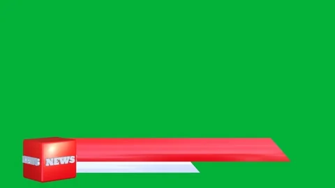 Red and White Glossy Pointed 3D News Lower Third Sliding Smoothly on Green .. Vídeo Stock 337954576