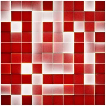 Red and white glowing grid cubes Stock Illustration