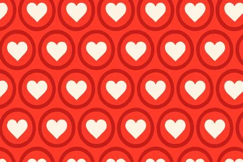 Red and White Heart Pattern Seamless Repeat Background Stock Illustration