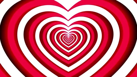 Red and white heart tunnel expanding animation loop on black background Stock Footage 333674731