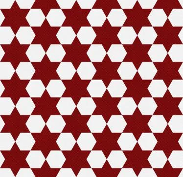 Red and white hexagon patterned textured fabric background Stock Illustration