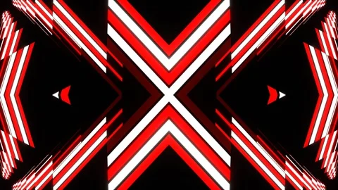 Red and White Hexagonal Neon Line Moving Lighting Kaleidoscope Background Loop Video stock 339092019