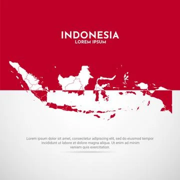 Red and white Indonesian map vector illustration. Stock Illustration