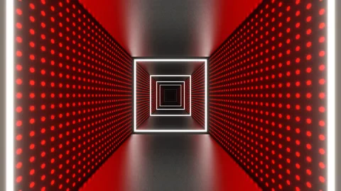 Red and White Infinite Cyber Neon Tunnel Background VJ Loop in 4K Vídeos de archivo 343272734