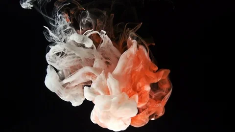 Red and white ink splash on black background Stock Footage 82189396