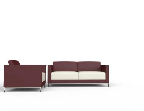Red And White Leather Couch And Armchair イラスト素材