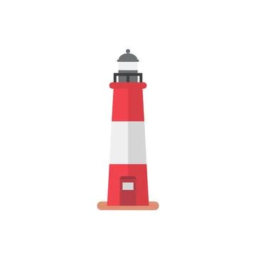 Red and white lighthouse. Stock Illustration