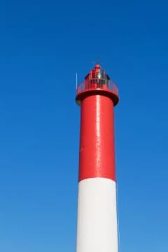 Red and white lighthouse Stock Photos