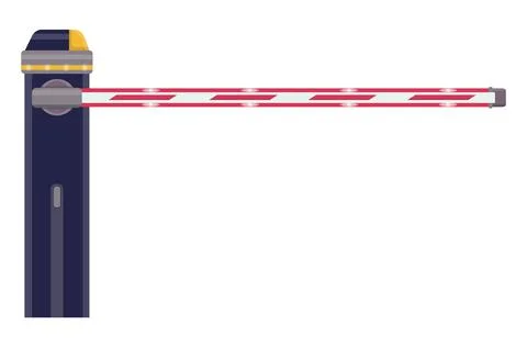 Red and white lines barrier, road stop line, tape subway train station, airport Stock Illustration