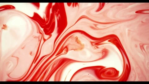 Red and white liquid paint blending in slow motion Video stock 329816467