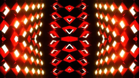Red and White Locked Up in Cubic Kaleidoscope Background VJ Loop in 4K Видео 335523290