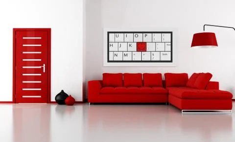 Red and white lounge Stock Illustration