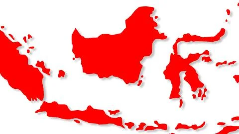 Red and white map of Indonesia for independence day celebration graphic desig Stock Illustration