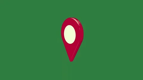A red and white map pointer on green background pin marker screen with handle Video stock 335977663
