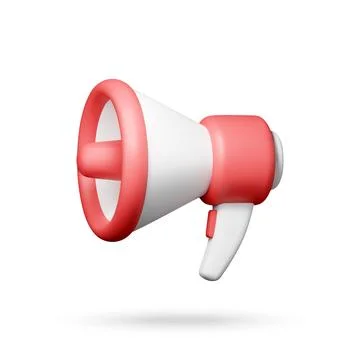 Red and white megaphone 3d render icon Stock Illustration