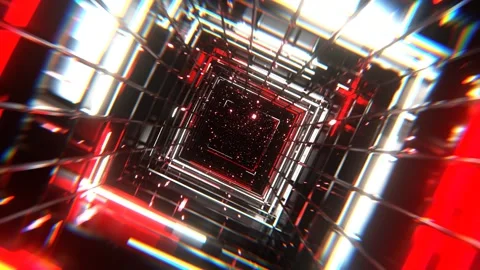 Red and White Mesh Square Neon Portal Background VJ Loop l 4K Stock Footage 303145570