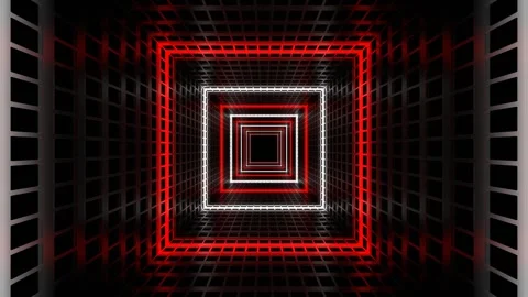 Red and White Movement of Light Through Grid Tunnel Background VJ Loop in 4K Stock Footage 310502597