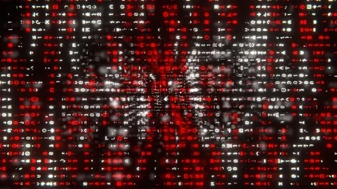 Red and White Neon Alien Code Background VJ Loop in 4K Stock Footage 343272493