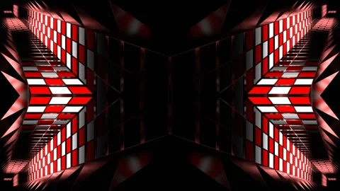 Red and White Neon Checkerboard on Spikes Kaleidoscope Background VJ Loop Stock Footage 337652093