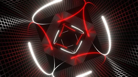Red and White Neon Circle Lights in Square Frames Background VJ Loop in 4K Stock Footage 287076957