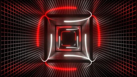 Red and White Neon Circle Lights in Square Frames Background VJ Loop in 4K Stock Footage 305919645