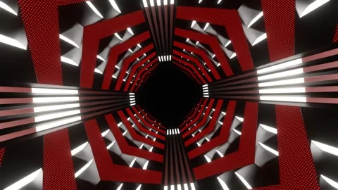 Red and White Neon Endless Arrow Tunnel Background VJ Loop in 4K Video stock 270484432