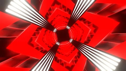 Red and White Neon Endless Arrow Tunnel Background VJ Loop in 4K Video stock 307093767