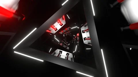 Red and White Neon Glowing Triangular Spiral Background VJ Loop in 4K Stock Footage 314949580