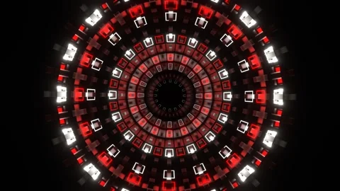 Red and White Neon Light Spherical Tunnel Background VJ Loop in 4K Video stock 291404909